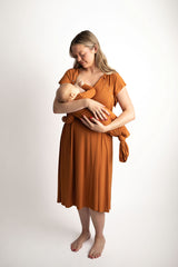 Three Little Tots Knotted baby gown saddle longhorn orange. The top knotted baby gown. Ultra soft bamboo like knotted baby gownThree Little Tots Knotted baby gown saddle longhorn orange. The top knotted baby gown. Ultra soft bamboo like knotted baby gown