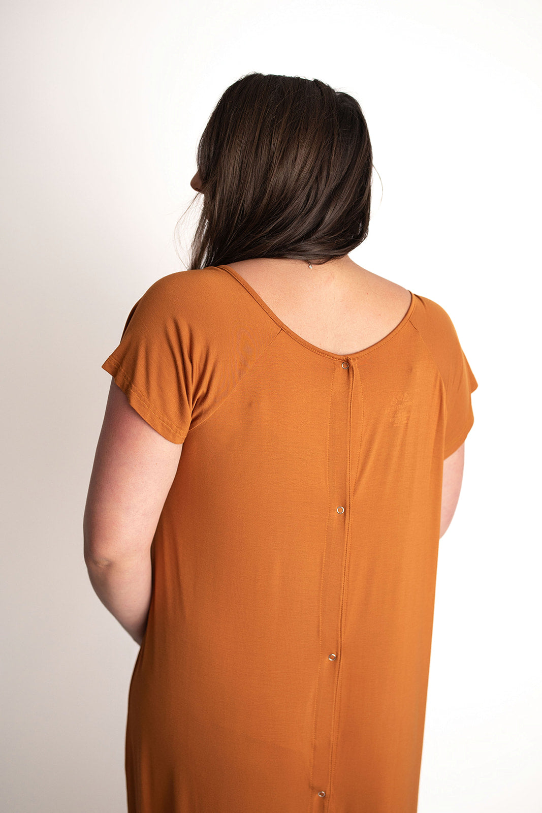 Three Little Tots Saddle Longhorn Orange Labor and delivery gown. The cutest softest Labor and delivery hospital gown. Snaps down the shoulder allow for you to pull up and down over IVs and for easy access to breastfeed