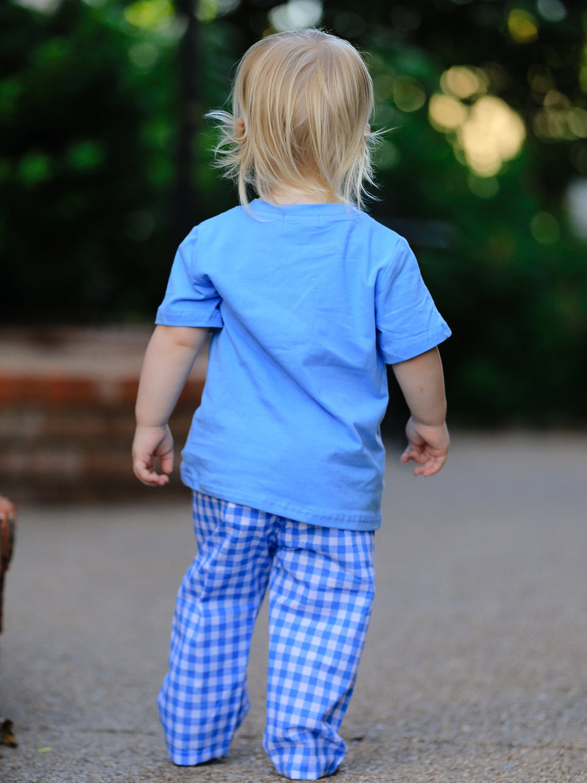 Three Little Tots Fall Thanksgivingand Halloween Blue Pumpkin Smock Embroidery Baby Boy'Set, alternate angle