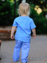 Three Little Tots Fall Thanksgivingand Halloween Blue Pumpkin Smock Embroidery Baby Boy'Set, alternate angle