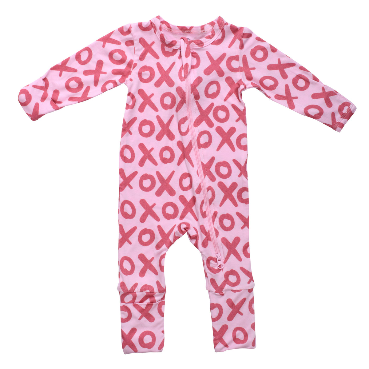 Three Little Tots Valentine's Day Xoxo Bamboo Newborn Zipper Pajamas Sleepers, additional product photo