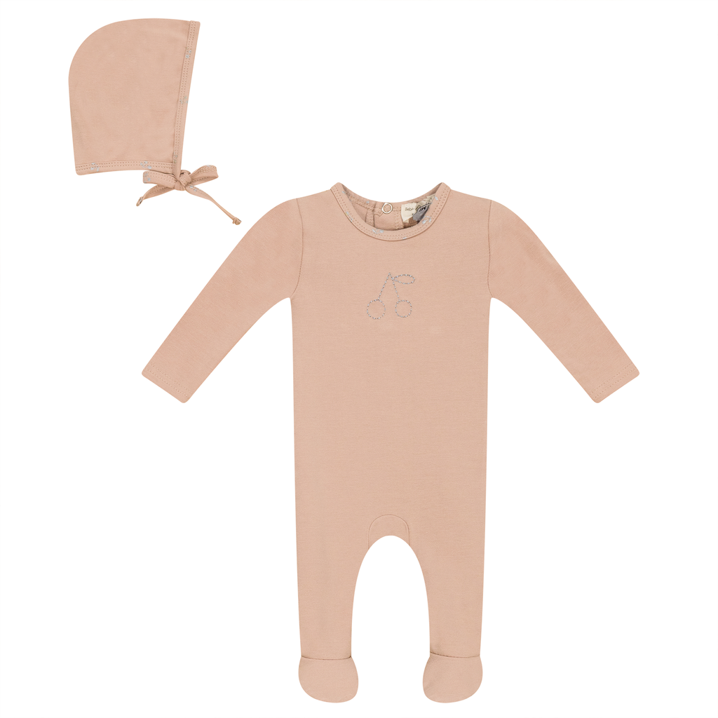 Cherry Print romper and Bonnet Set