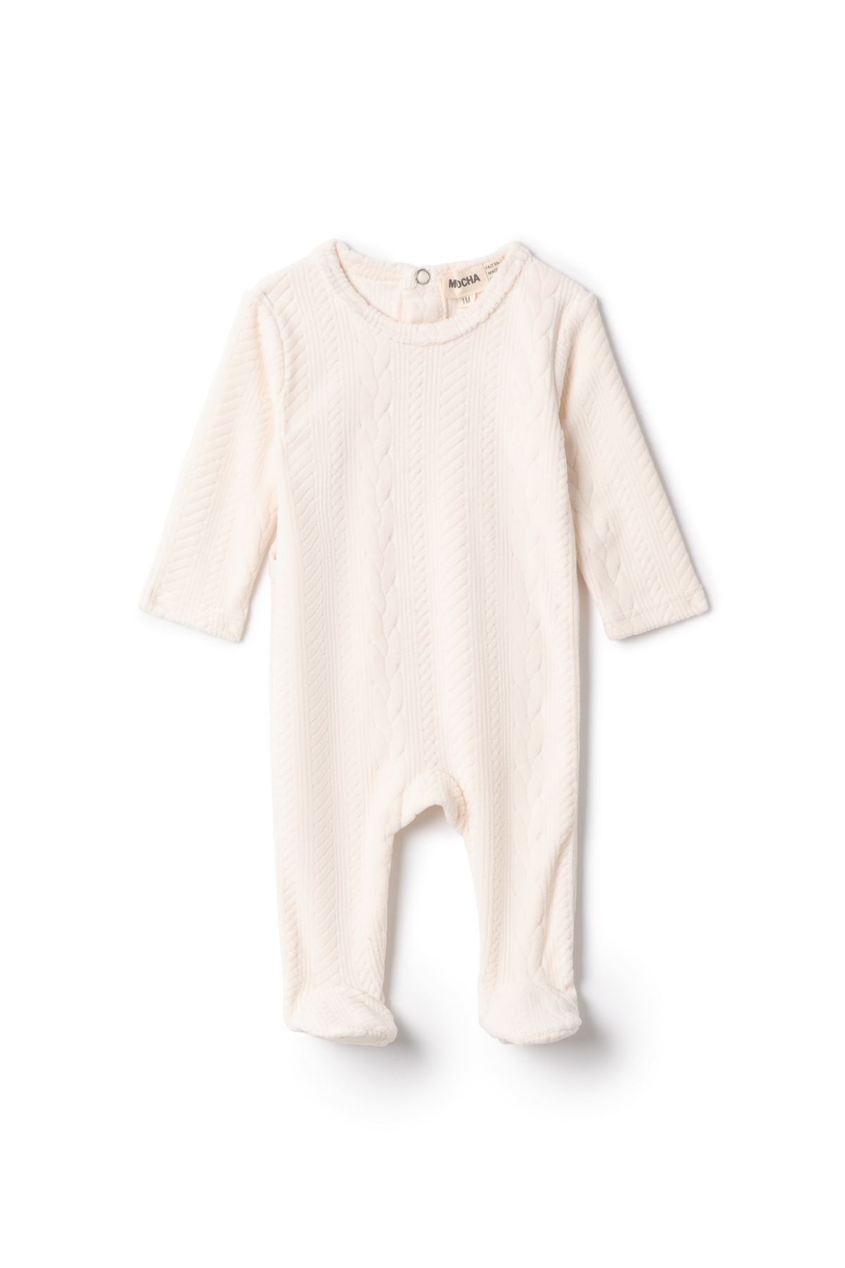 Three Little Tots Cable Textured Onesie, in Off White