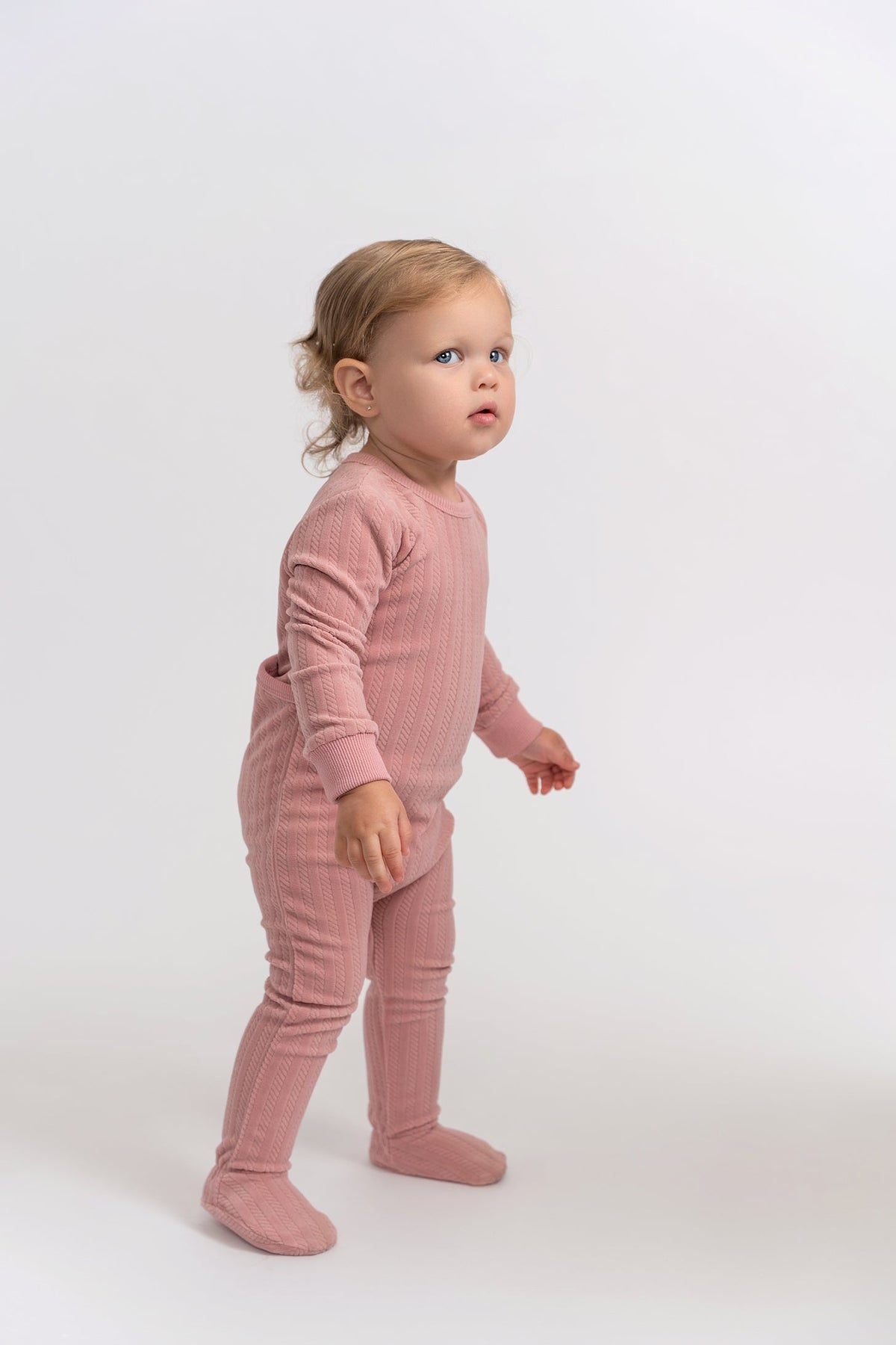 Three Little Tots Cable Textured Onesie, additional product photo