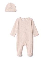Three Little Tots Line Print Onesie, in Powder/Rosette