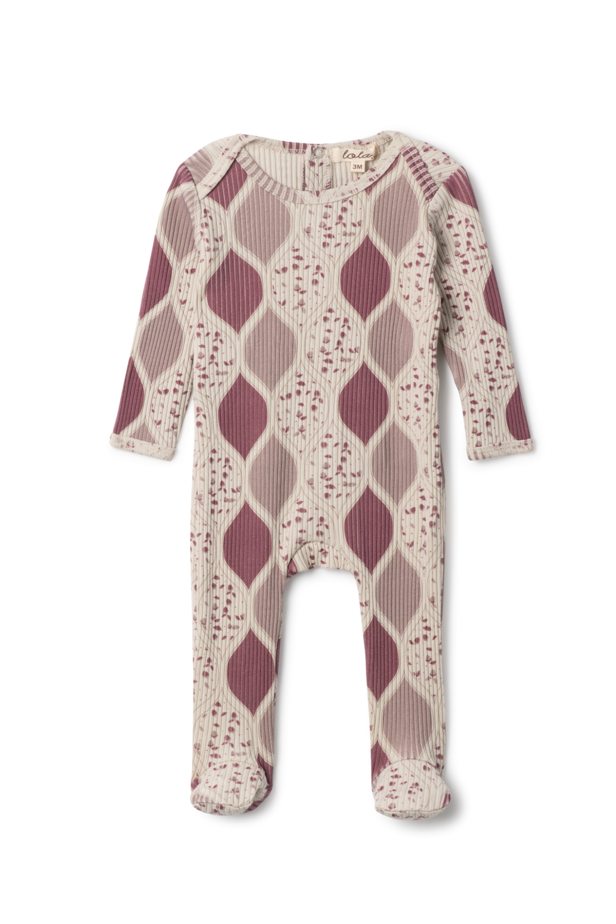 Three Little Tots Pattern Print Rib Onesie, in Pink