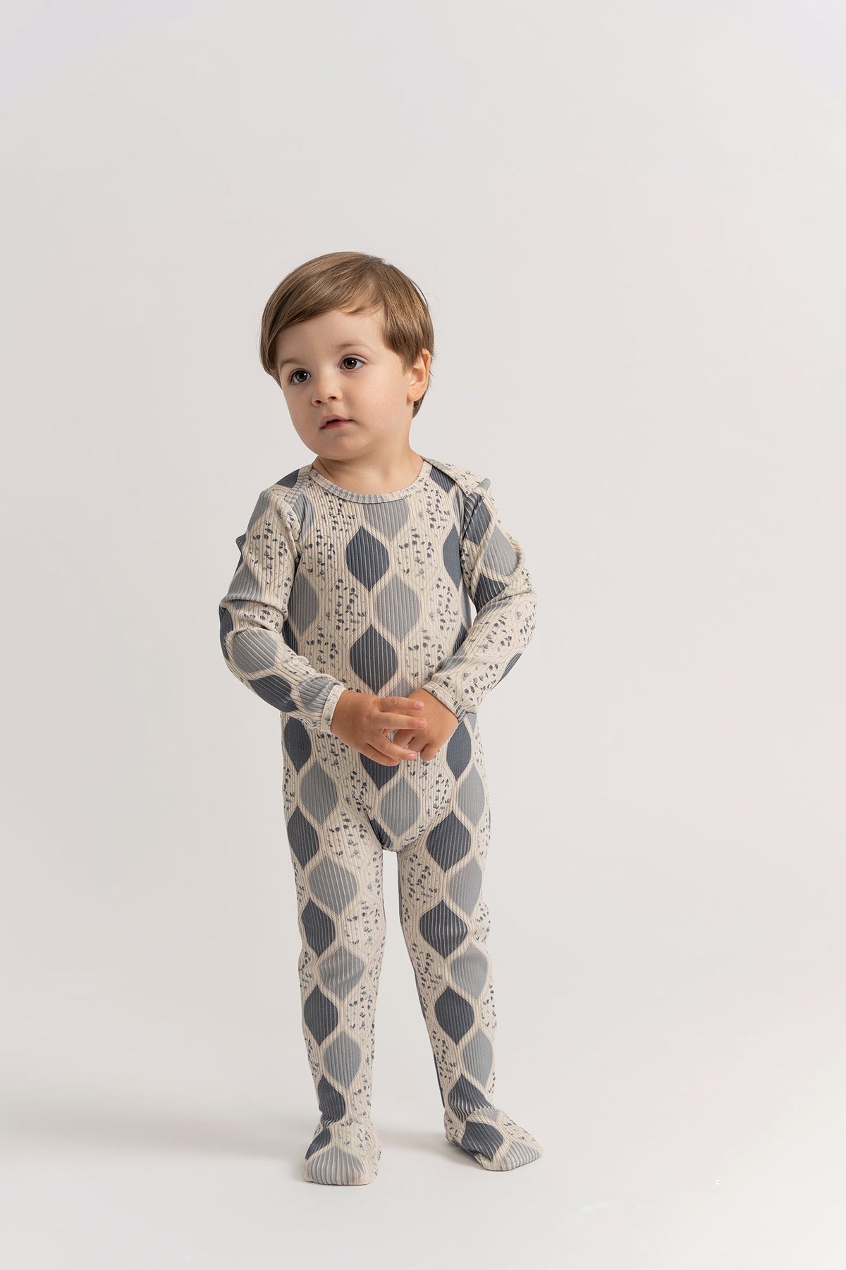 Three Little Tots Pattern Print Rib Onesie, additional product photo