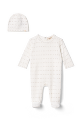Three Little Tots Velour Print Onesie, in Powder Blue