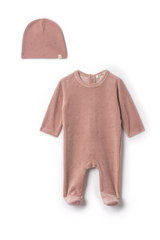 Three Little Tots Cherry Print Velour Onesie, in Blossom