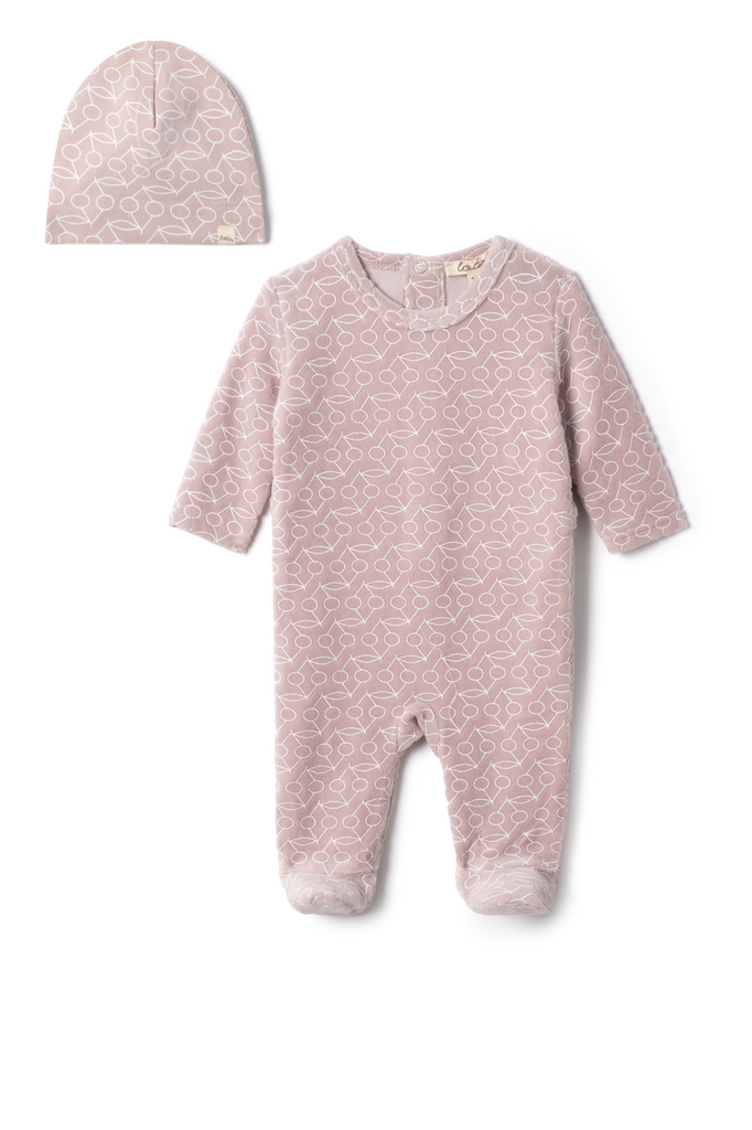 Cherry Print Velour Onesie