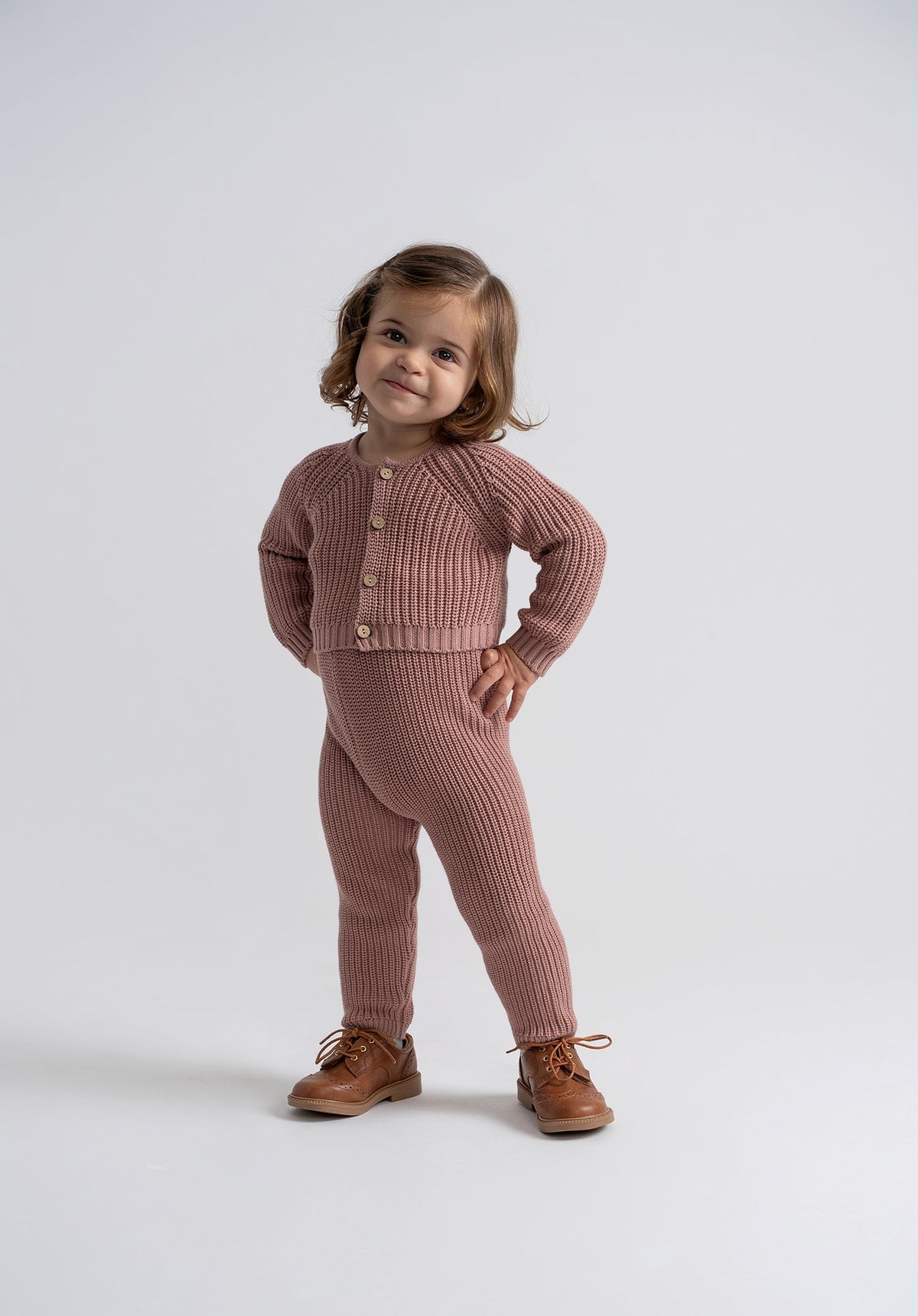 Three Little Tots Overall Rib Knit Set
