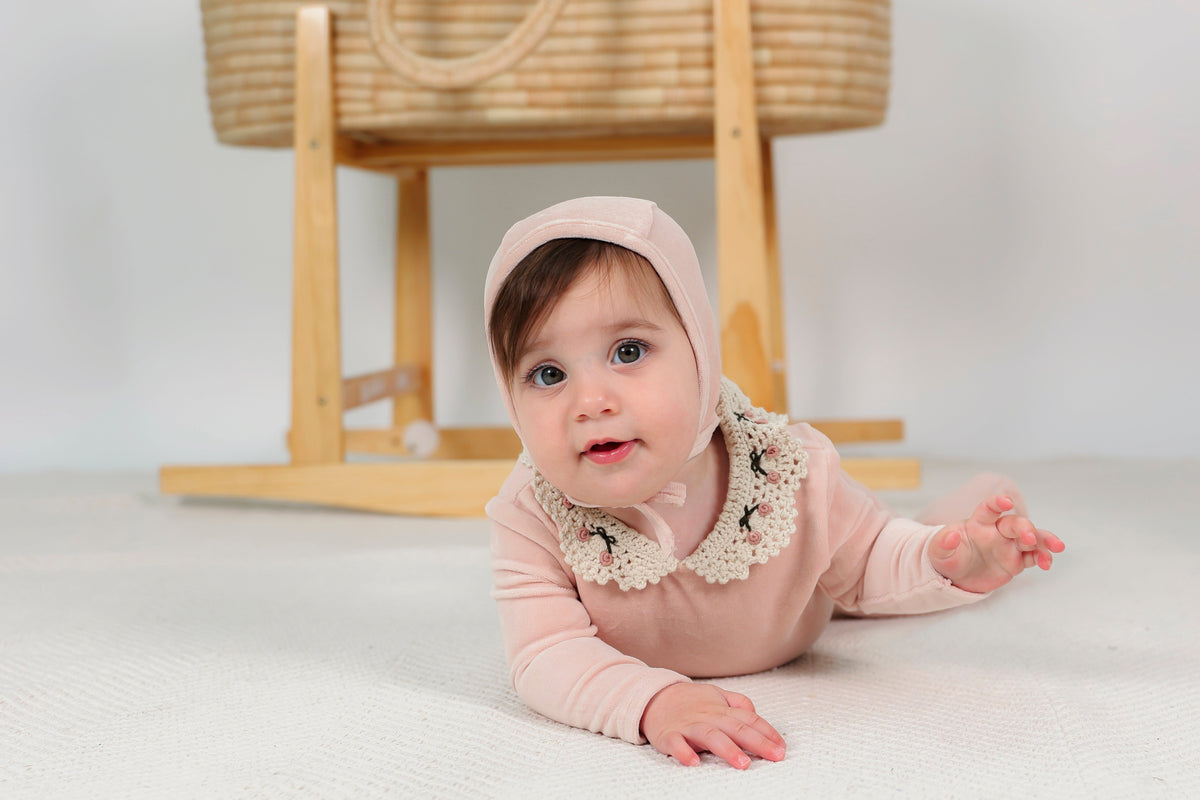Three Little Tots Velour Crocket Collar Onesie, additional product photo