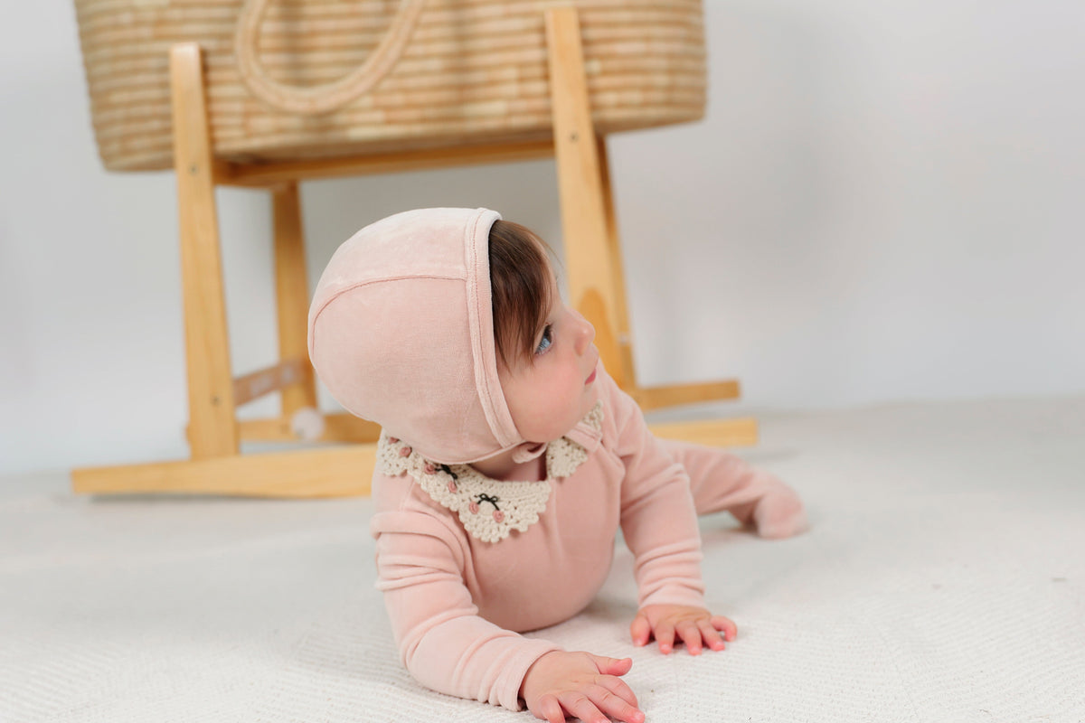 Three Little Tots Velour Crocket Collar Onesie, additional view