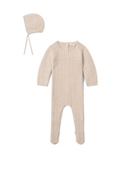 Three Little Tots Cable Knit Onesie and Bonnet