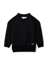 Three Little Tots French Fleece Ribbed Sweatshirt, in Black