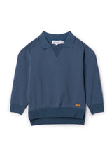 Three Little Tots French Fleece Ribbed Sweatshirt, in Denim