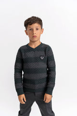 Three Little Tots Striped Knit Vneck Sweater