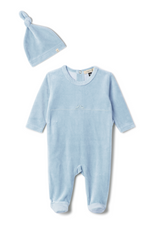 Three Little Tots Rocking Horse Stretch Onesie, in Blue