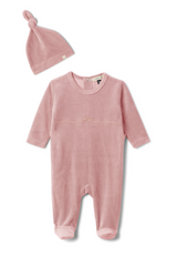 Three Little Tots Rocking Horse Stretch Onesie, in Pink