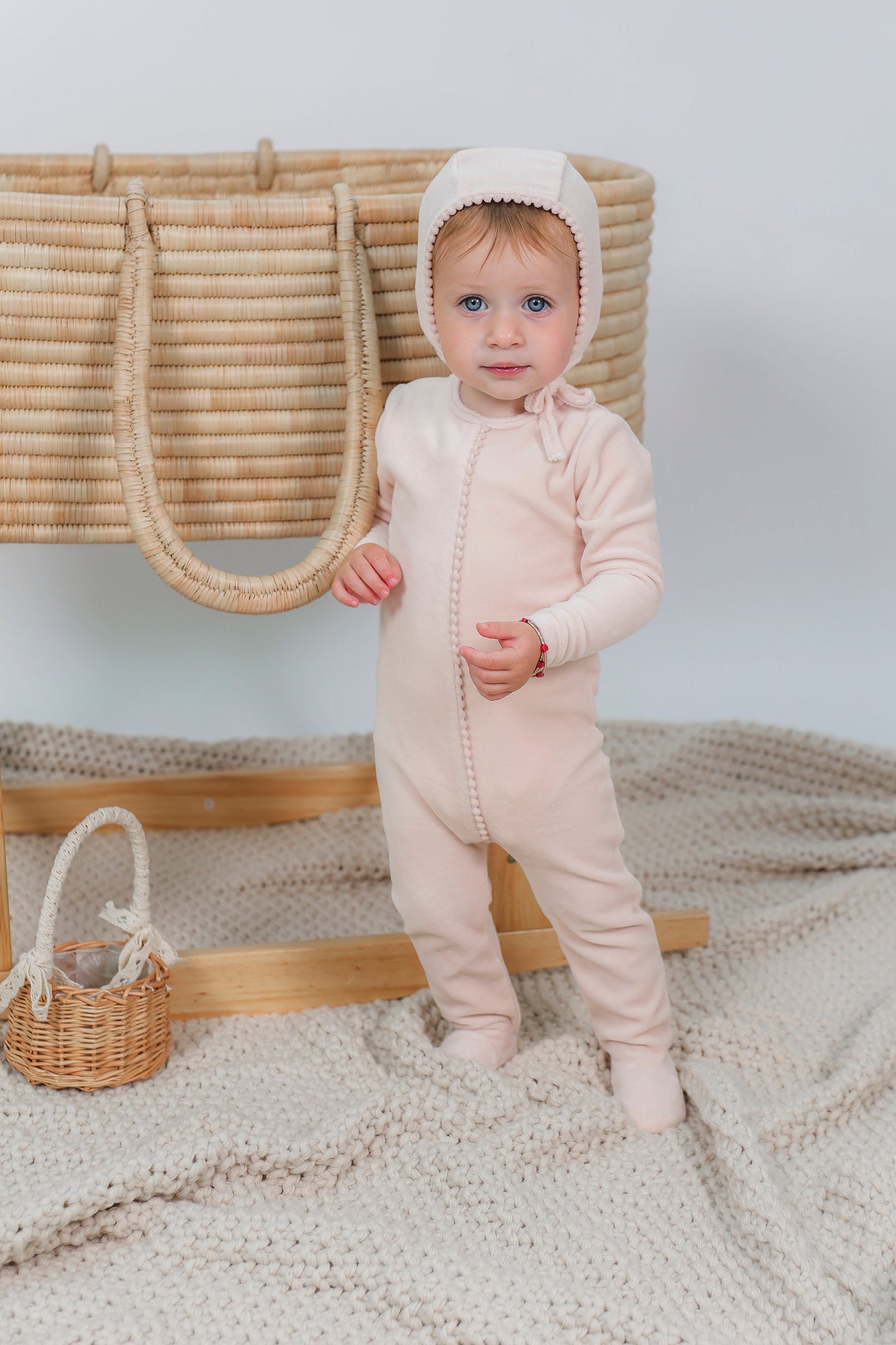 Three Little Tots Velour Pompom Onesie, additional product photo