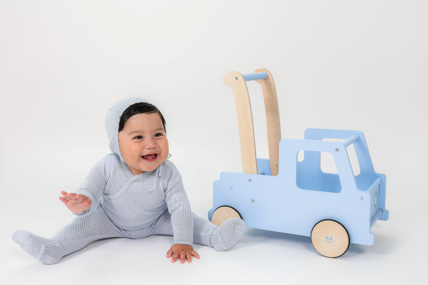 Pointelle Flower Knit Onesie with Bonnet