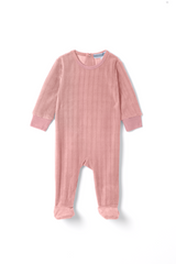 Three Little Tots Braided Velour Onesie, in Pink