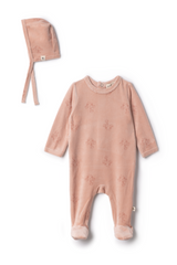 Three Little Tots Rattle Print Onesie, in Pink