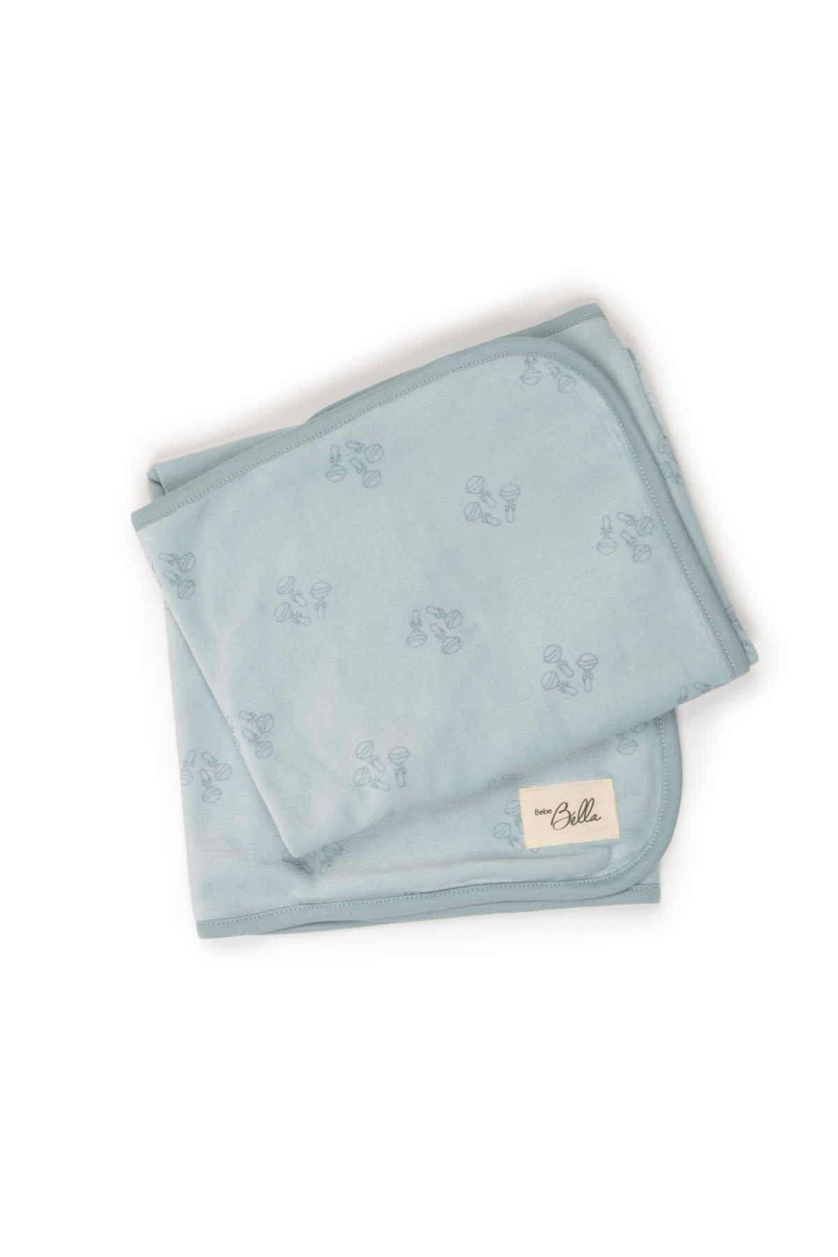 Three Little Tots Rattle Print Blanket, in Blue