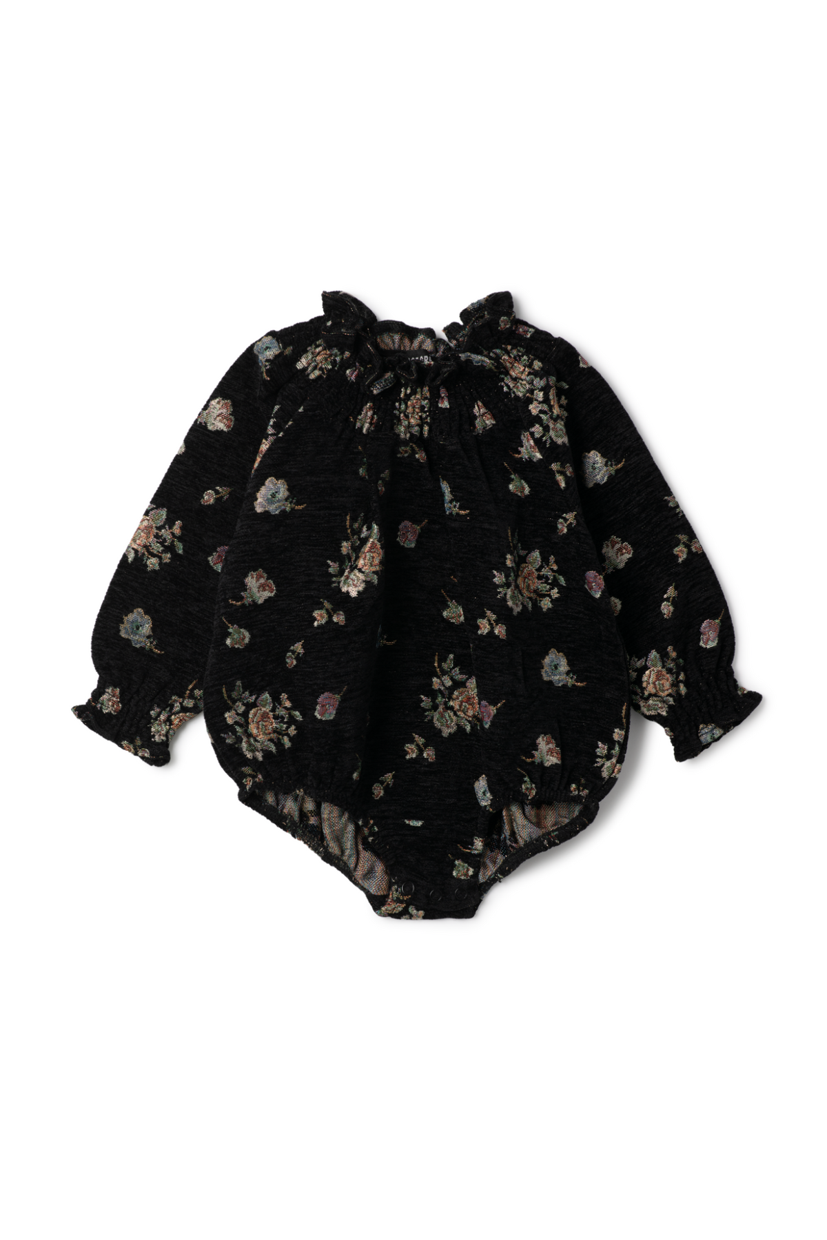 Three Little Tots Floral Brocade Bubble, in Black