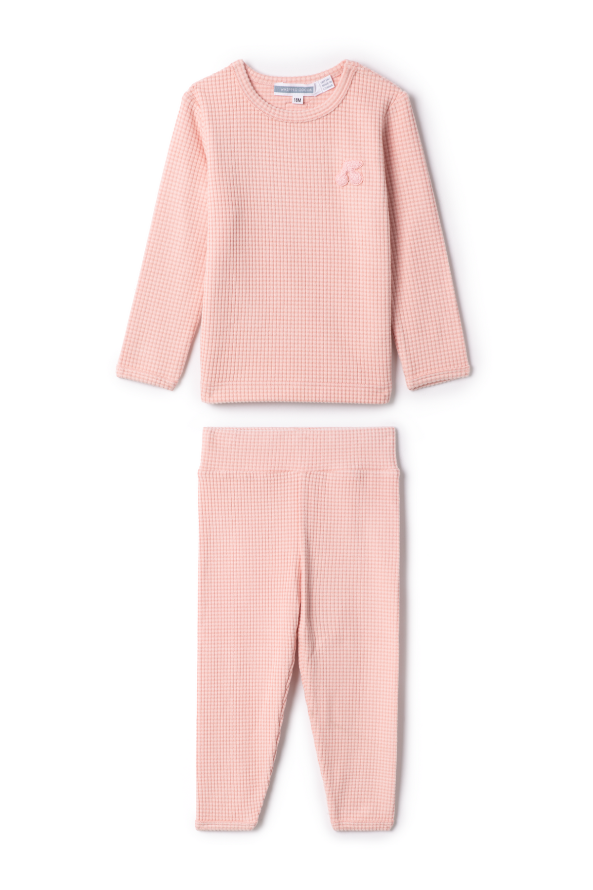 Three Little Tots Stripped Cherry Applique Set, in Pink