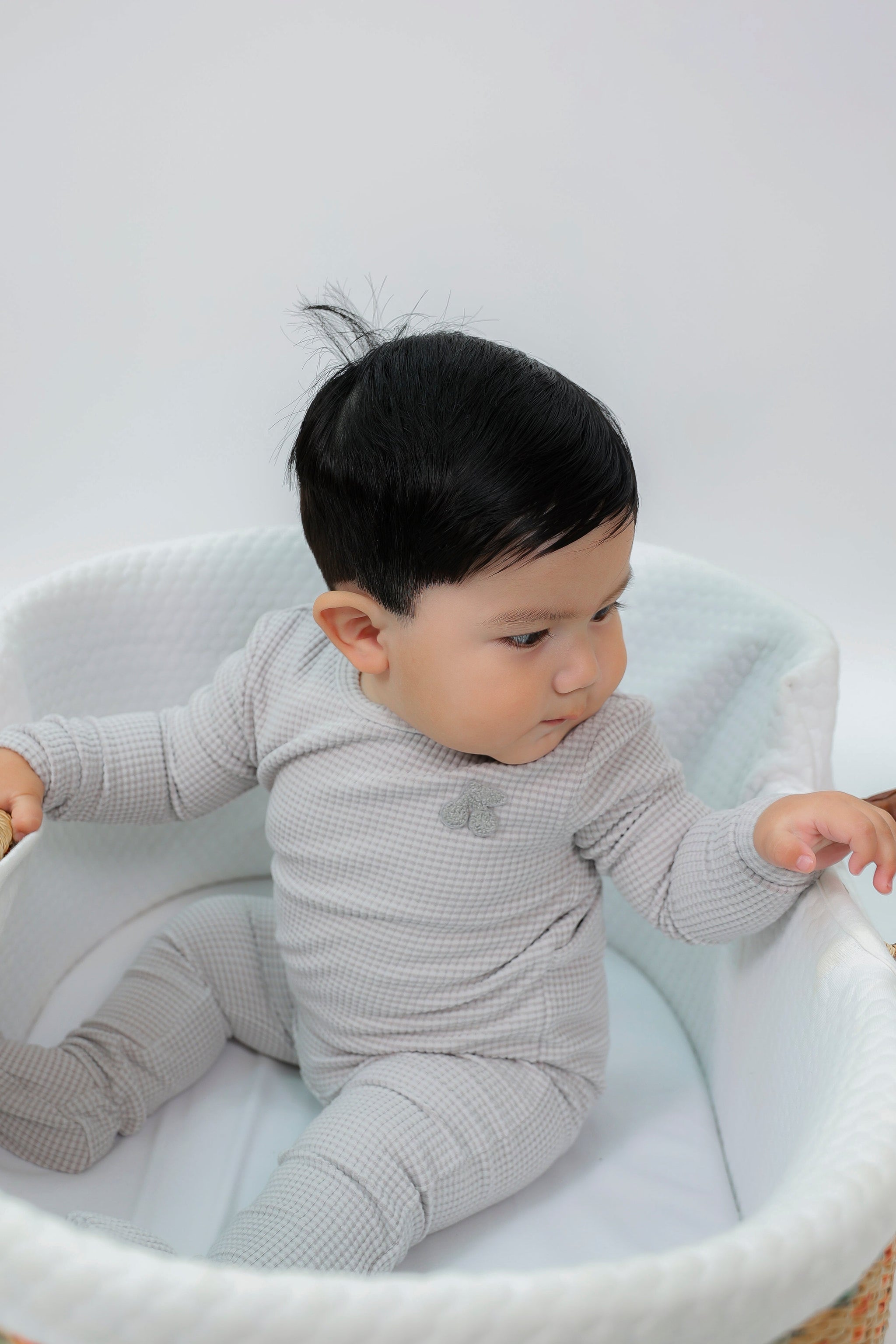 Three Little Tots Stripped Hook Stitch Applique Onesie