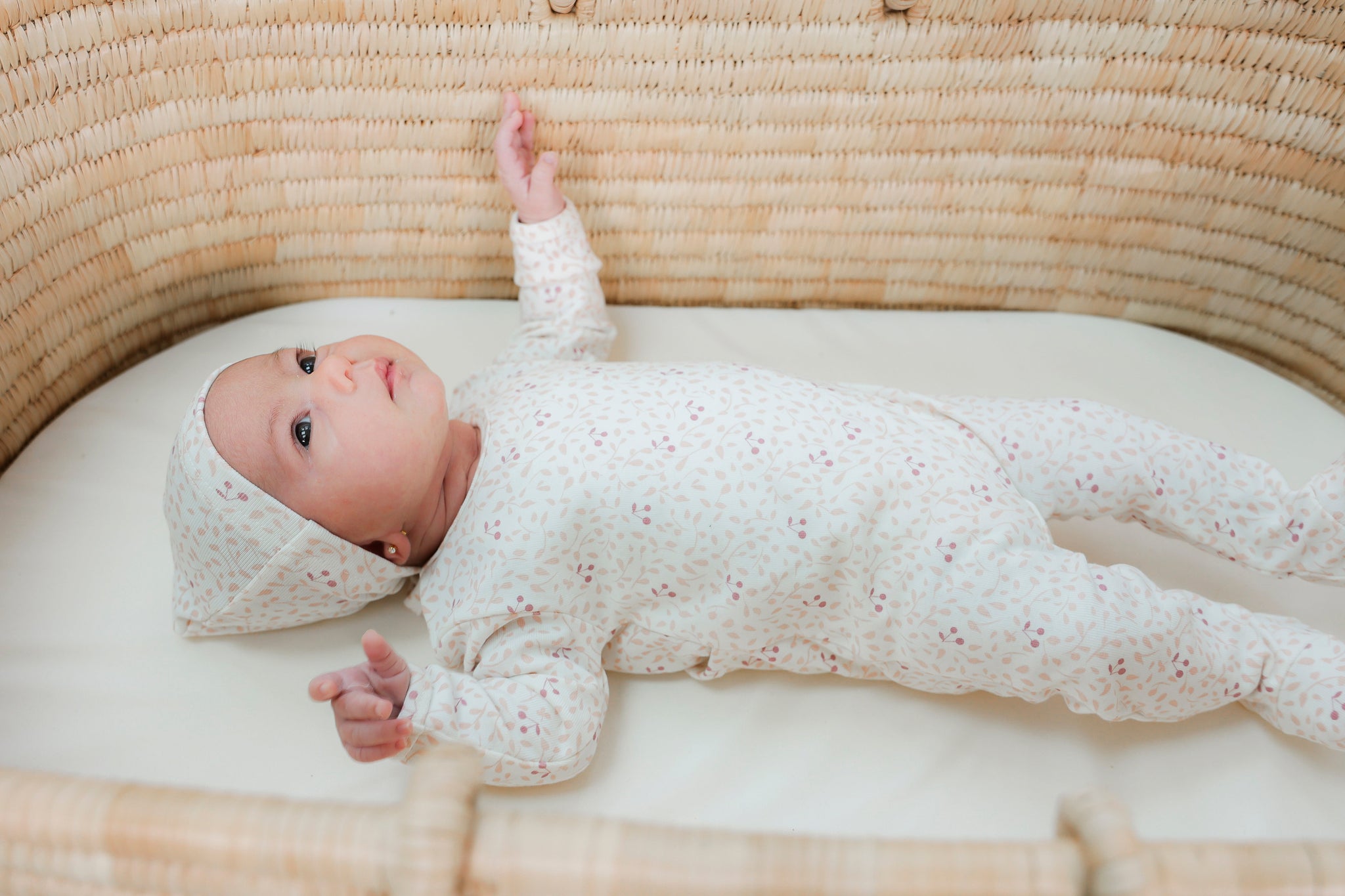 Three Little Tots Branch and Cherry Print Onesie