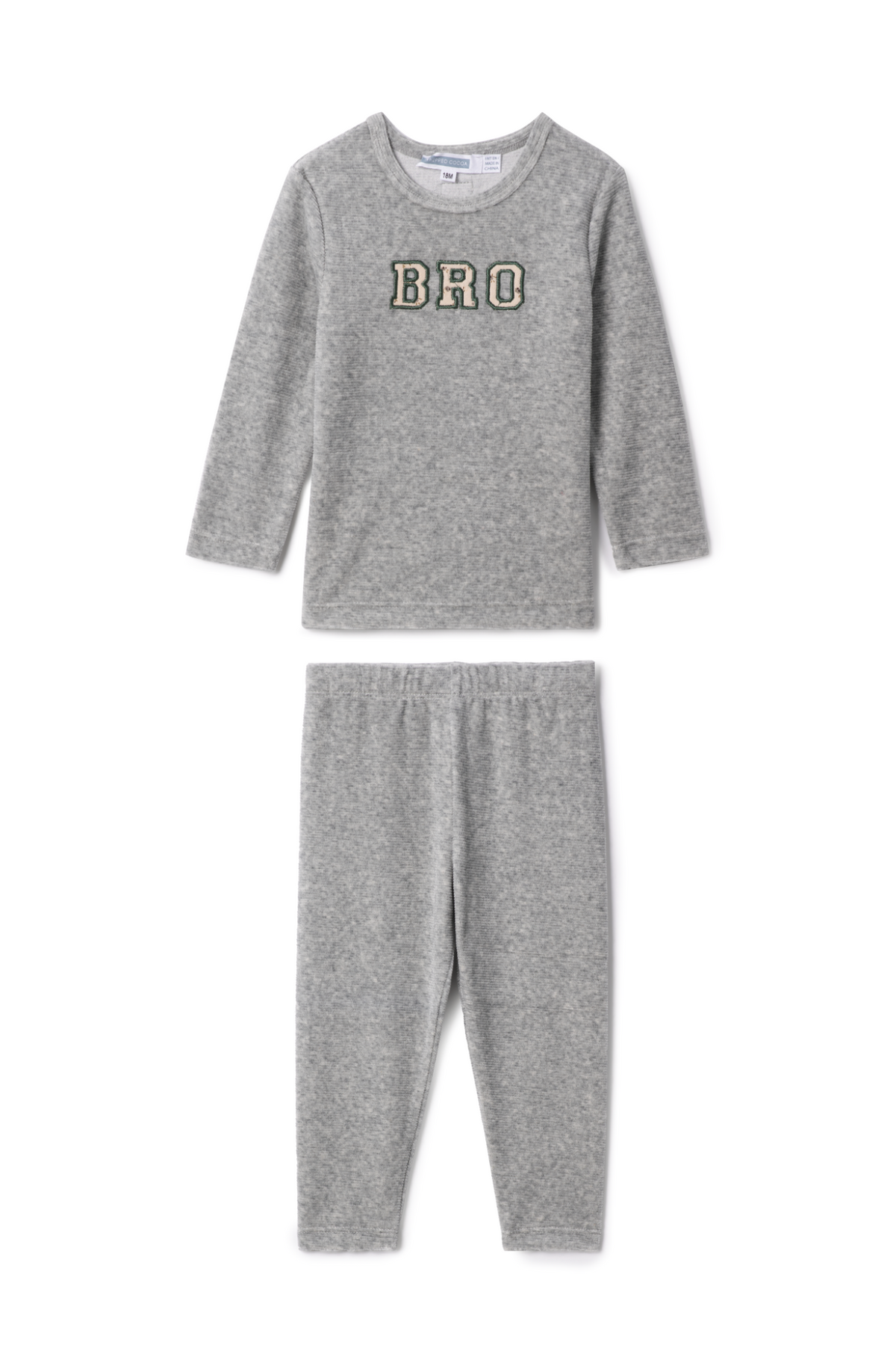 Three Little Tots Bro Applique 2Pc Set, in Grey Mix