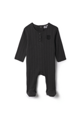 Three Little Tots Pointelle Onesie, in Charcoal