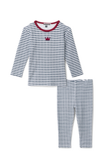 Three Little Tots Striped Pointelle 2Pc Set, in Navy