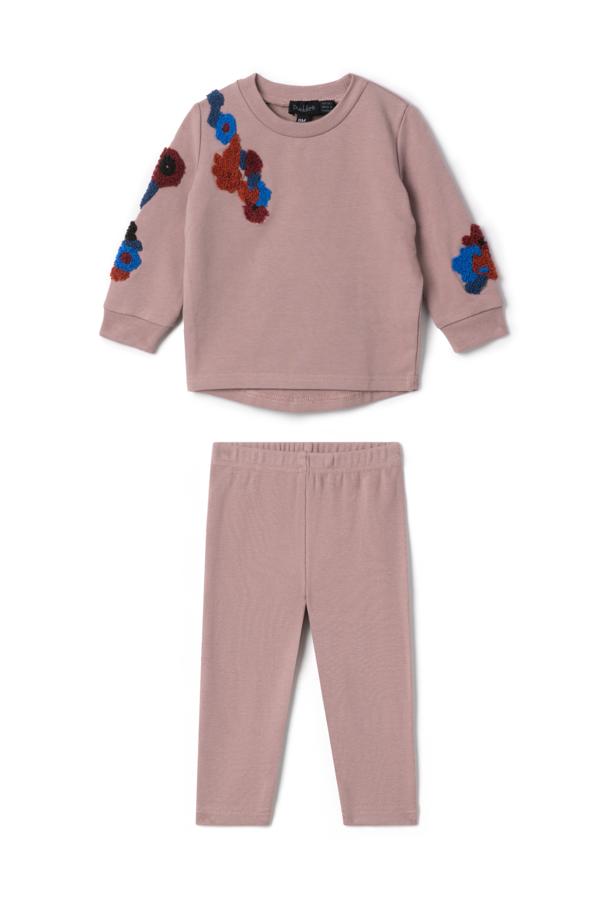 Three Little Tots Hook Stitch Applique 2Pc Set, in Twilight Mauve