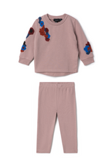 Three Little Tots Hook Stitch Applique 2Pc Set, in Twilight Mauve