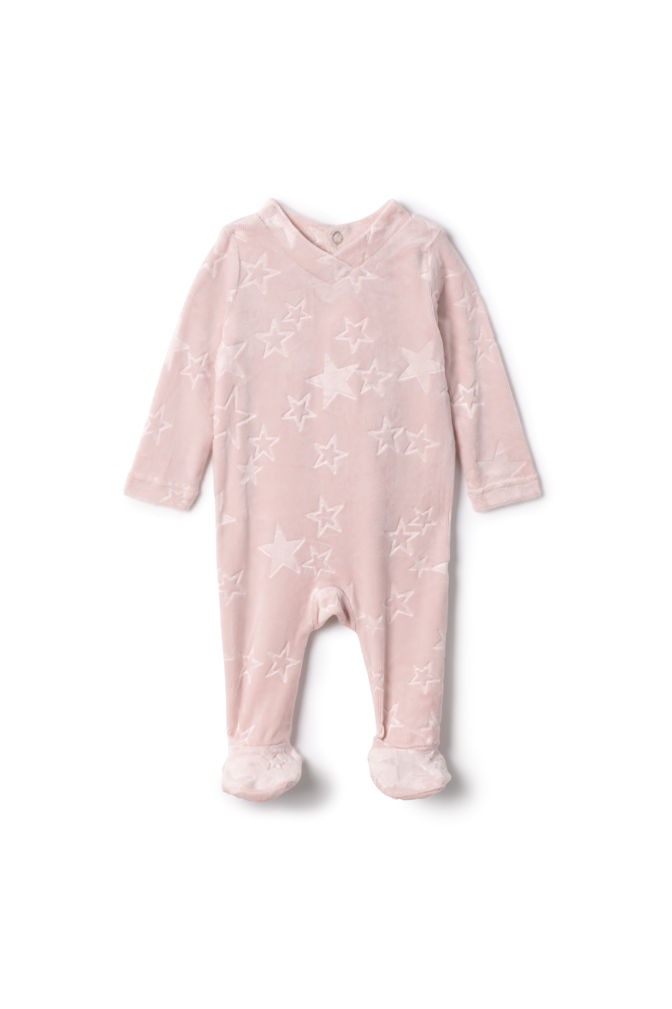 Three Little Tots Embossed Stars Onesie, in Pink