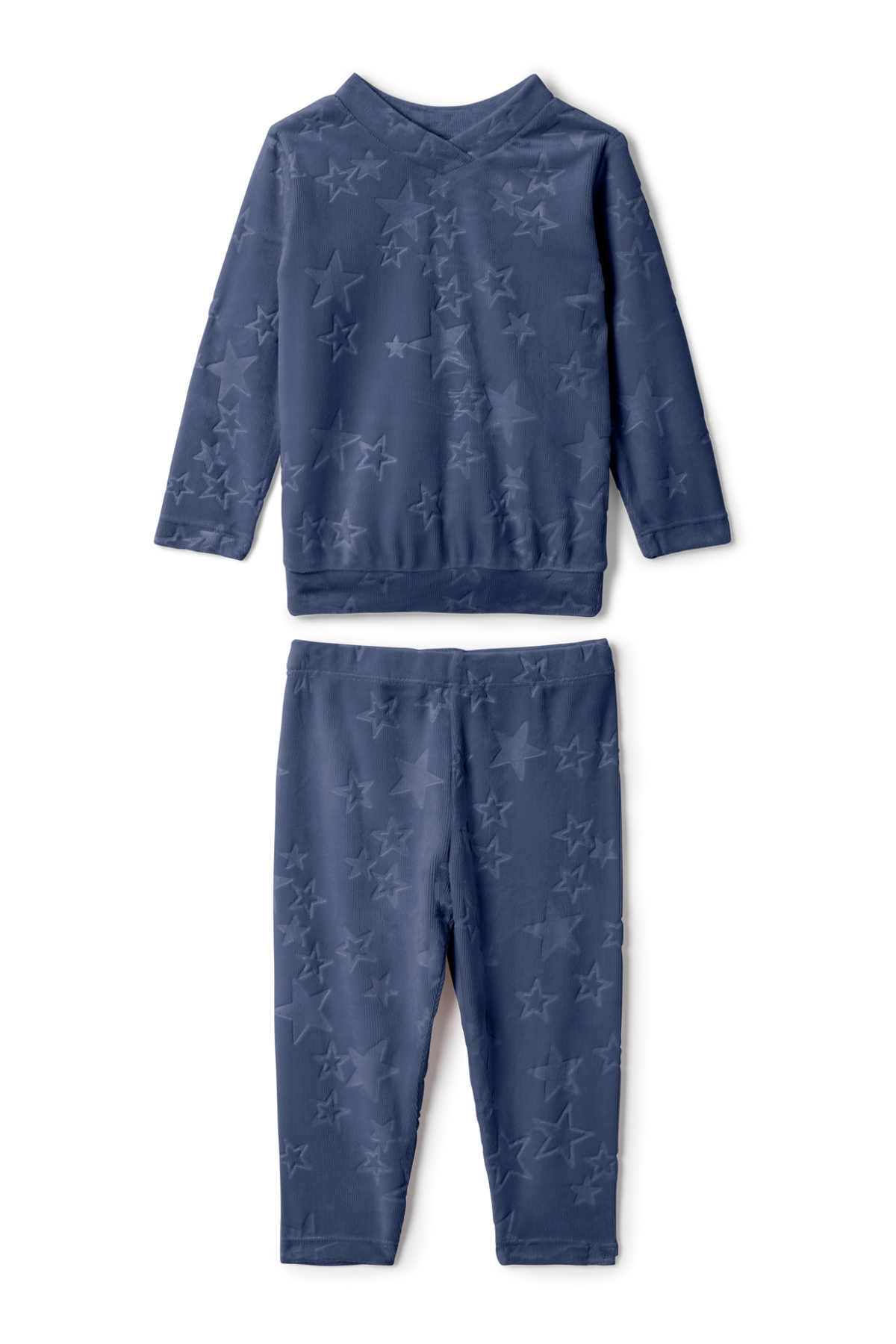 Three Little Tots Embossed stars 2PC Set, in Blue