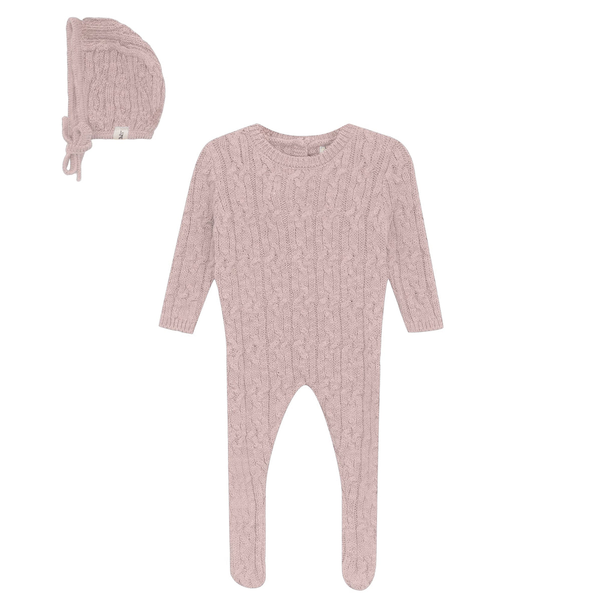 Three Little Tots Mix Cable Knit Onesie and Hat, in Pink Mix