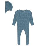 Three Little Tots Mix Cable Knit Onesie and Hat, in River Blue Mix
