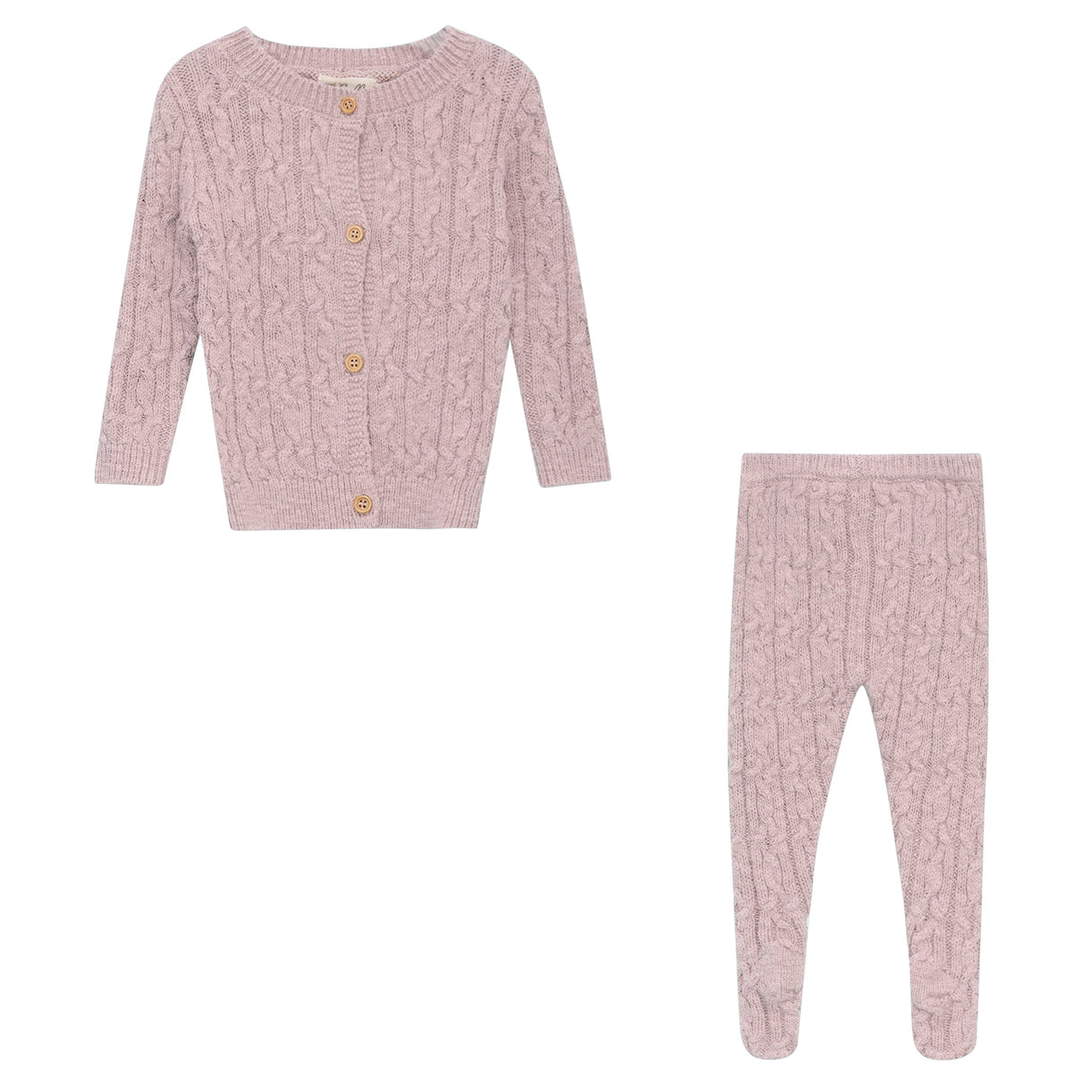 Three Little Tots Mix Cable Knit Set, in Pink Mix