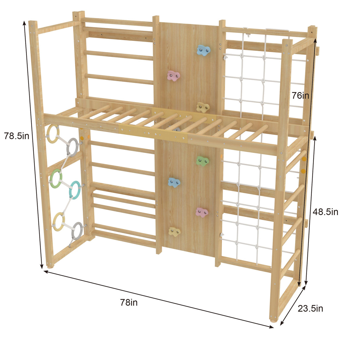 Three Little Tots Monkey Bar Attachment For 79 Inch Walnut Swedish Ladder, supplementary photo