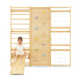 Three Little Tots Walnut Modular Swedish Ladder Jungle Gym - 79 Height - Wall Mounted, additional product photo