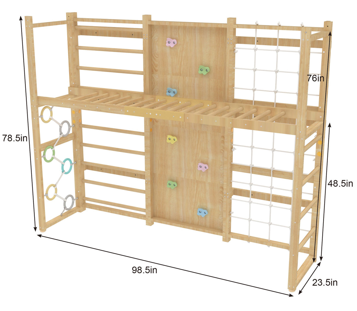 Three Little Tots Monkey Bar Attachment For 79 Inch Modular Walnut Swedish Ladder, supplementary photo