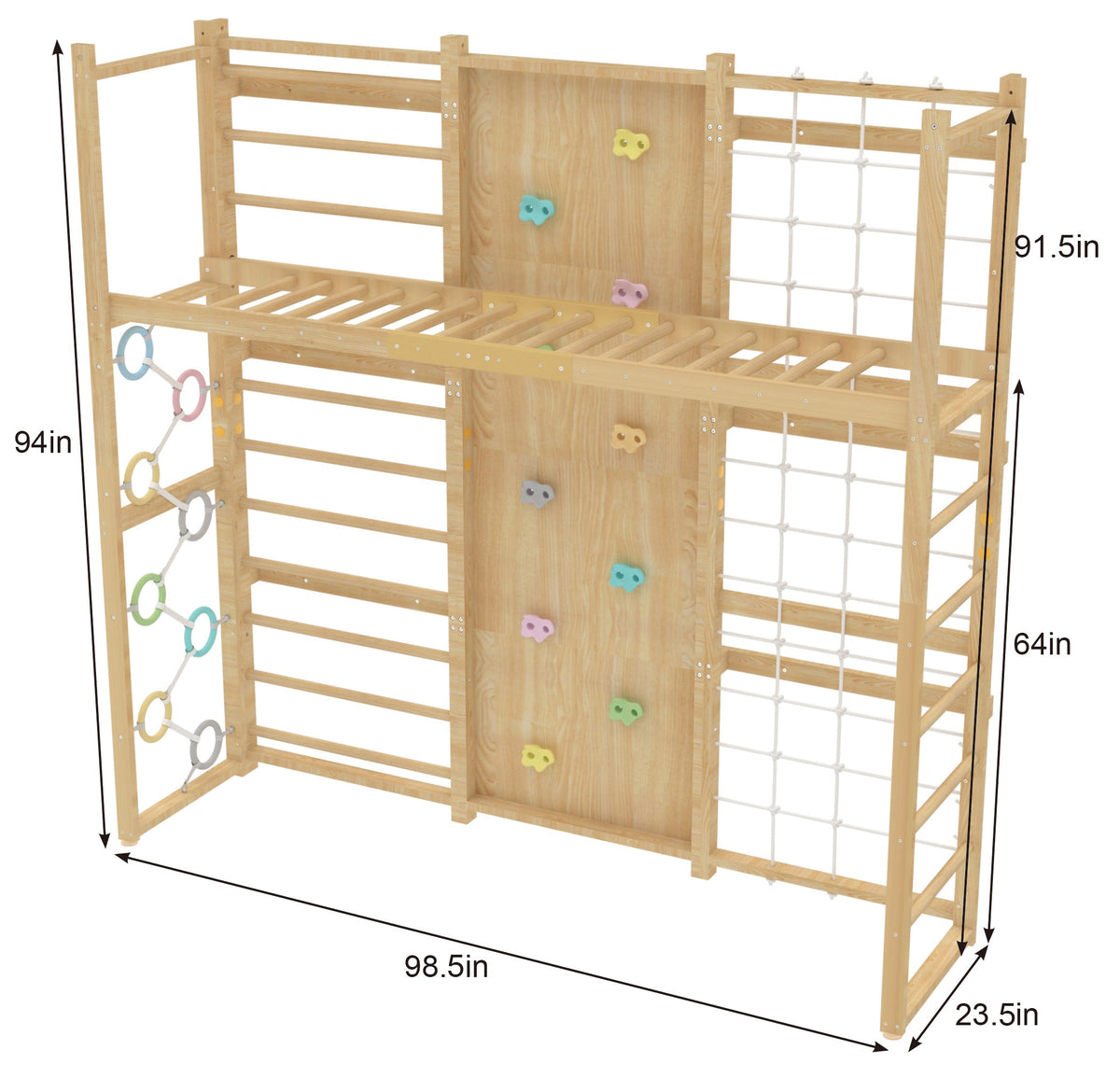 Three Little Tots Monkey Bar Attachment For 95 Inch Modular Walnut Swedish Ladder, supplementary photo