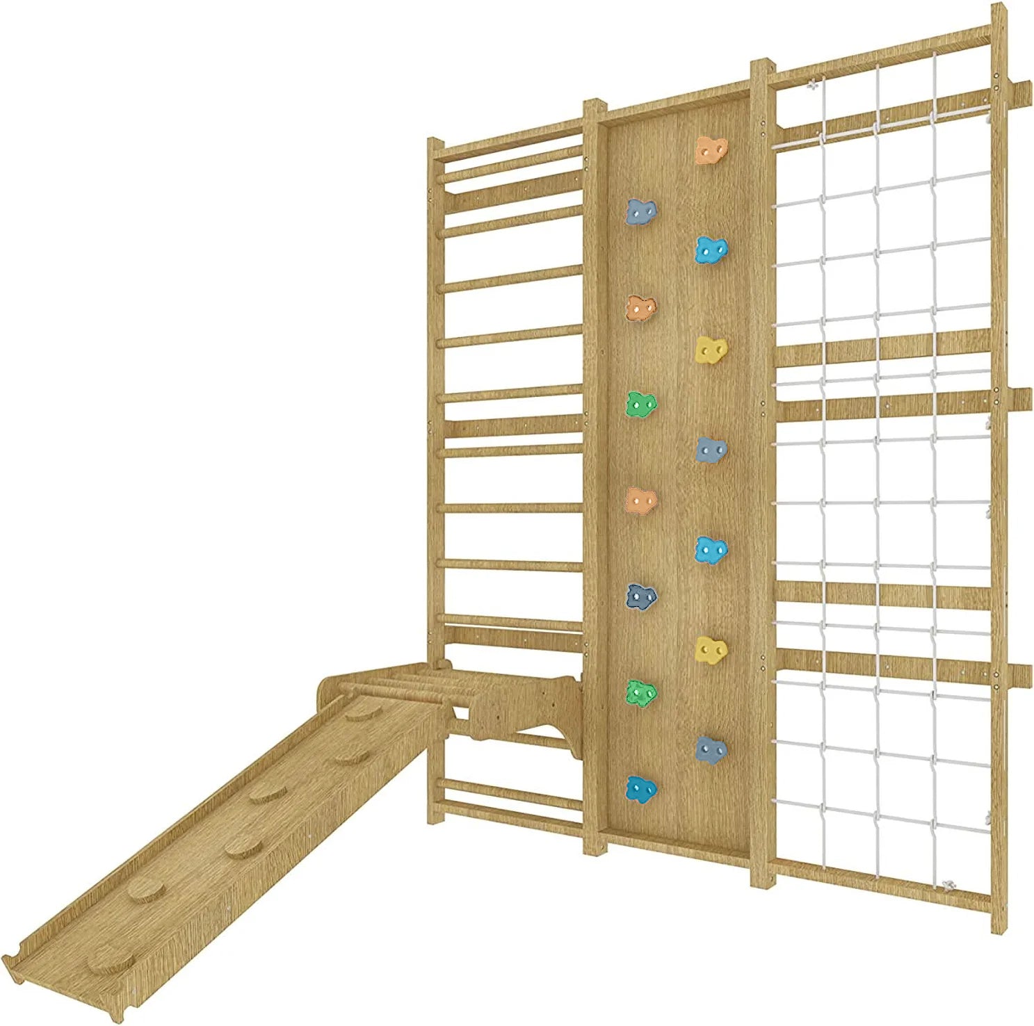 Three Little Tots Walnut Swedish Ladder Jungle Gym - 95 Height - Wall Mounted, supplementary photo