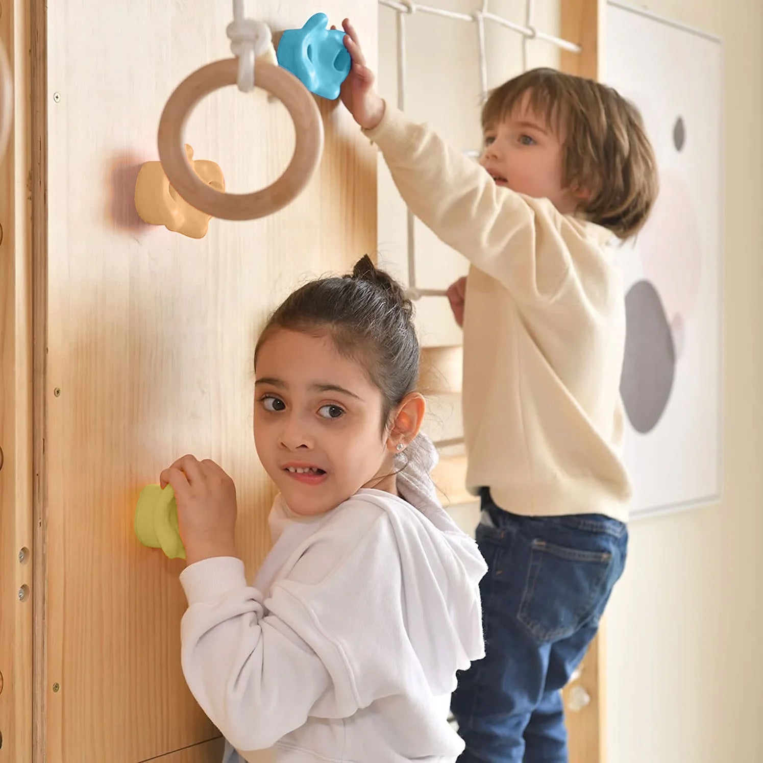 Three Little Tots Walnut Swedish Ladder Jungle Gym - 95 Height - Wall Mounted, third additional photo