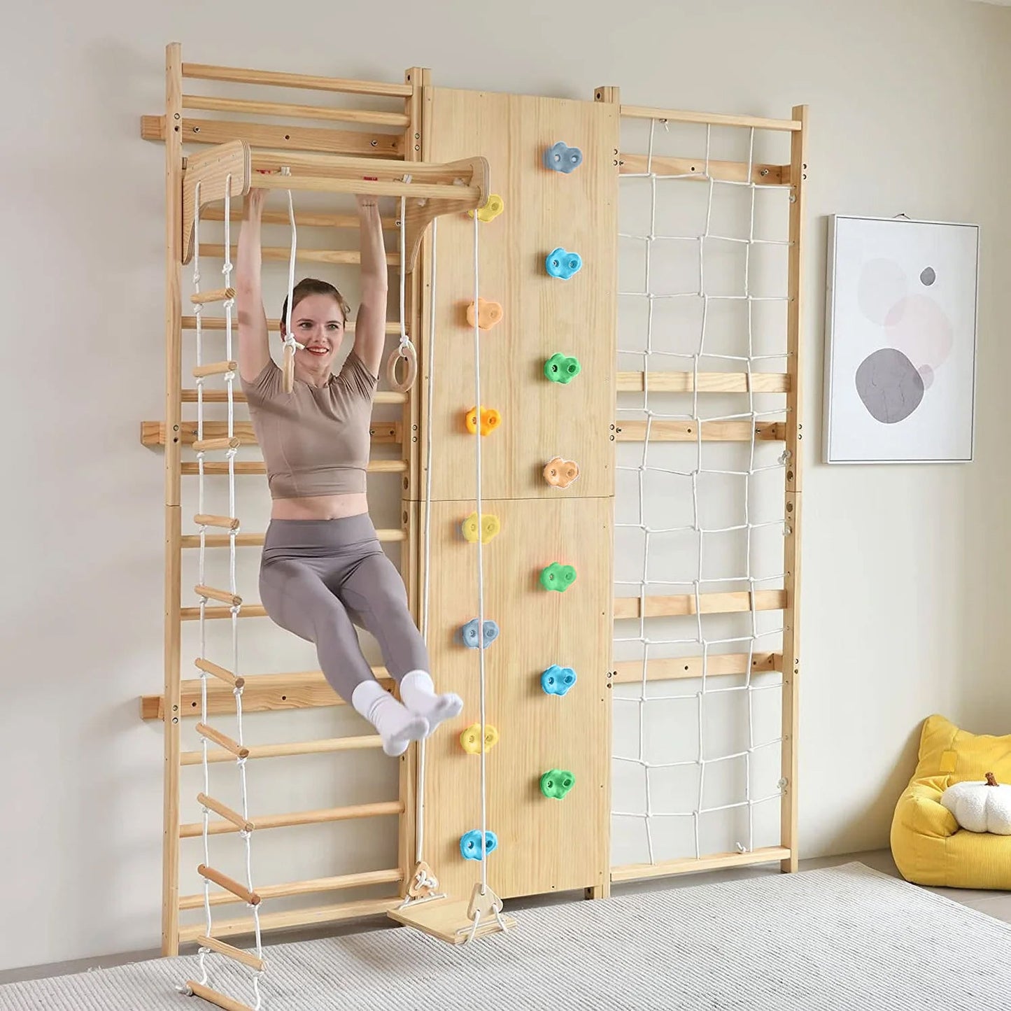 Three Little Tots Walnut Swedish Ladder Jungle Gym - 95 Height - Wall Mounted, extra product detail