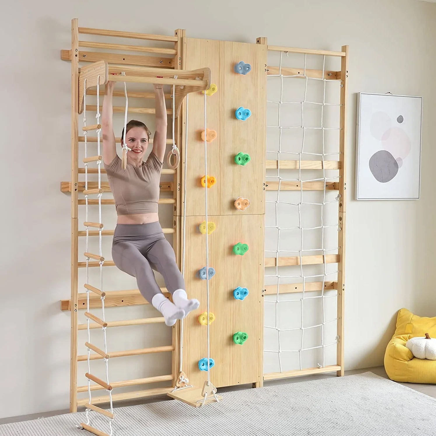 Three Little Tots Walnut Swedish Ladder Jungle Gym - 95 Height - Wall Mounted, extra product detail